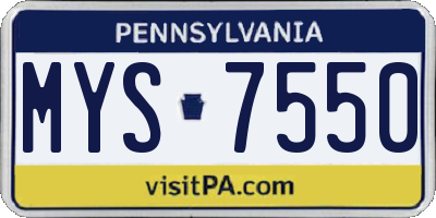 PA license plate MYS7550