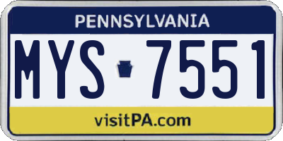 PA license plate MYS7551