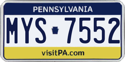 PA license plate MYS7552