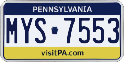 PA license plate MYS7553