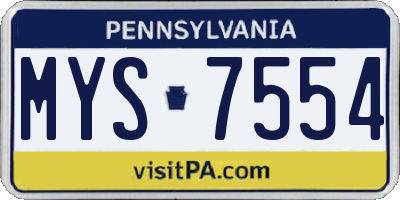 PA license plate MYS7554