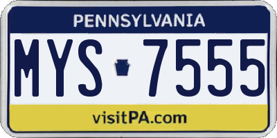 PA license plate MYS7555