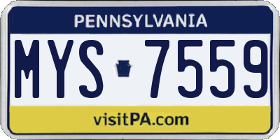 PA license plate MYS7559