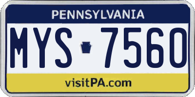 PA license plate MYS7560