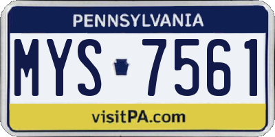 PA license plate MYS7561