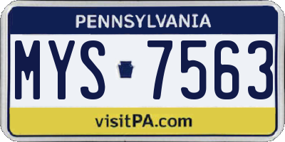 PA license plate MYS7563