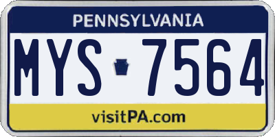 PA license plate MYS7564