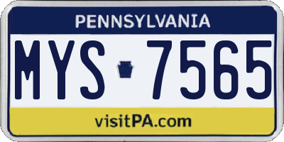 PA license plate MYS7565