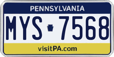 PA license plate MYS7568