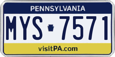 PA license plate MYS7571