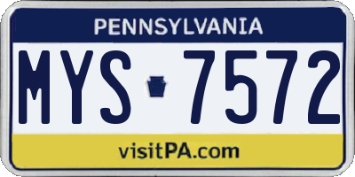 PA license plate MYS7572