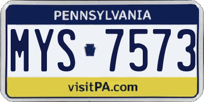 PA license plate MYS7573
