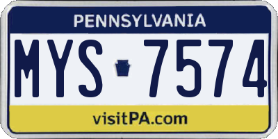 PA license plate MYS7574