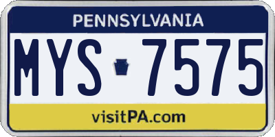 PA license plate MYS7575