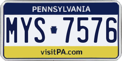 PA license plate MYS7576