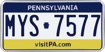 PA license plate MYS7577