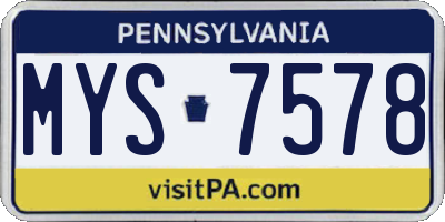 PA license plate MYS7578