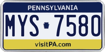 PA license plate MYS7580