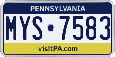 PA license plate MYS7583