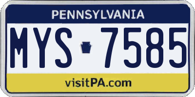 PA license plate MYS7585