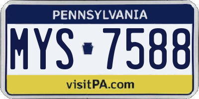 PA license plate MYS7588