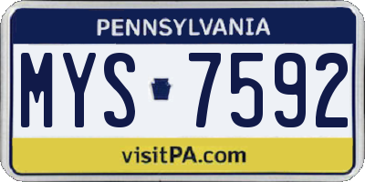 PA license plate MYS7592
