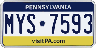 PA license plate MYS7593