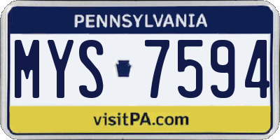 PA license plate MYS7594