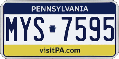 PA license plate MYS7595