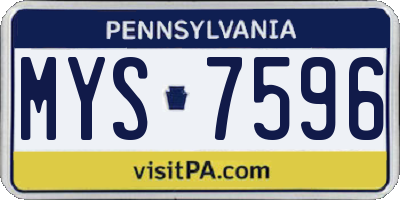 PA license plate MYS7596