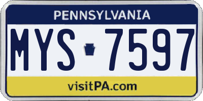 PA license plate MYS7597