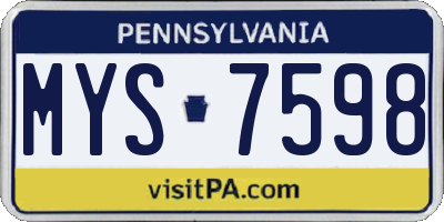 PA license plate MYS7598