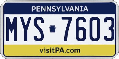 PA license plate MYS7603