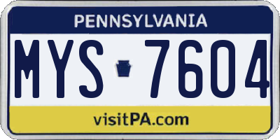 PA license plate MYS7604