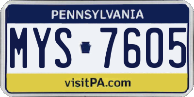 PA license plate MYS7605