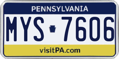 PA license plate MYS7606