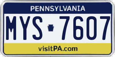 PA license plate MYS7607