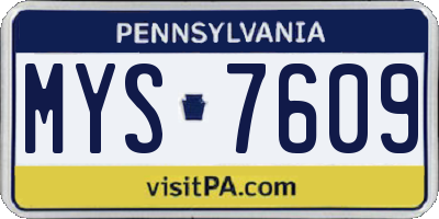 PA license plate MYS7609