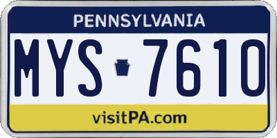 PA license plate MYS7610