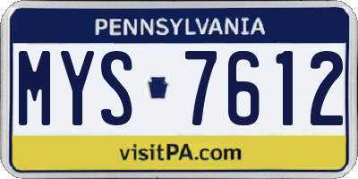 PA license plate MYS7612