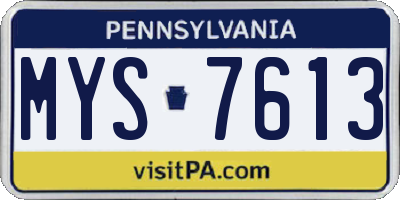 PA license plate MYS7613
