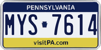 PA license plate MYS7614
