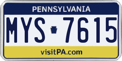 PA license plate MYS7615