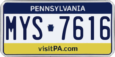 PA license plate MYS7616