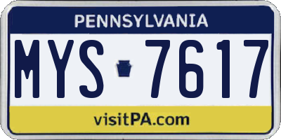 PA license plate MYS7617