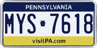 PA license plate MYS7618
