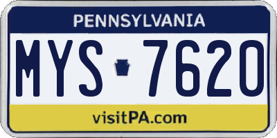 PA license plate MYS7620