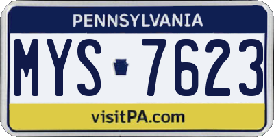PA license plate MYS7623