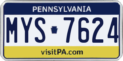 PA license plate MYS7624
