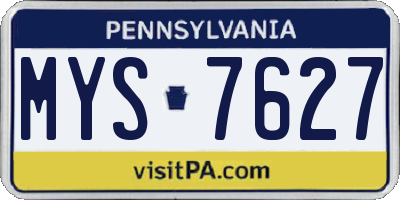 PA license plate MYS7627